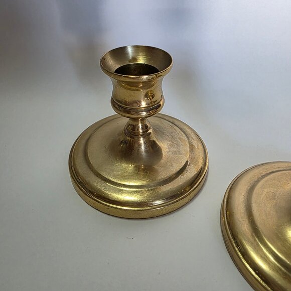 Vintage Solid Brass Baldwin Brass Candlestick Holders 3”, Set of 4 - Picture 10 of 13